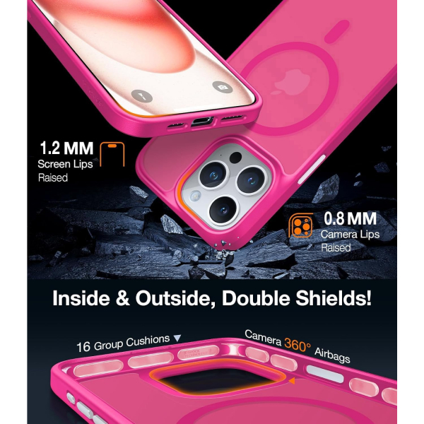 TORRAS Apple iPhone 15 Pro Max Darbeye Dayankl MagSafe Uyumlu Klf-Pink