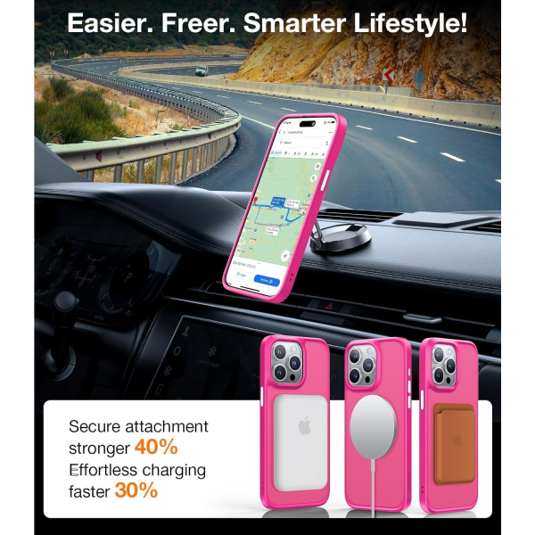 TORRAS Apple iPhone 15 Pro Max Darbeye Dayankl MagSafe Uyumlu Klf-Pink