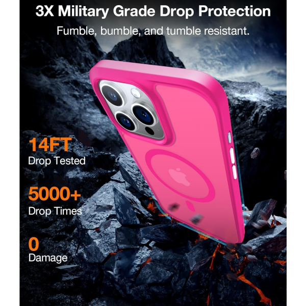 TORRAS Apple iPhone 15 Pro Max Darbeye Dayankl MagSafe Uyumlu Klf-Pink