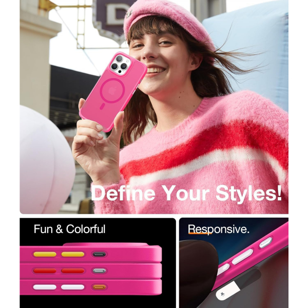 TORRAS Apple iPhone 15 Pro Max Darbeye Dayankl MagSafe Uyumlu Klf-Pink