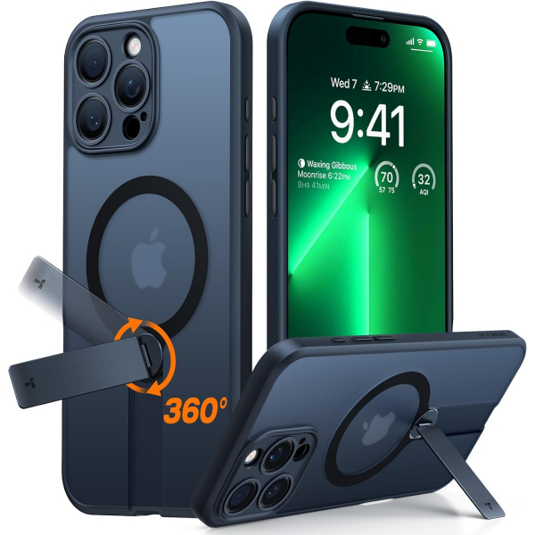 TORRAS Apple iPhone 16 Pro Max 360 Kickstandl Klf-Black