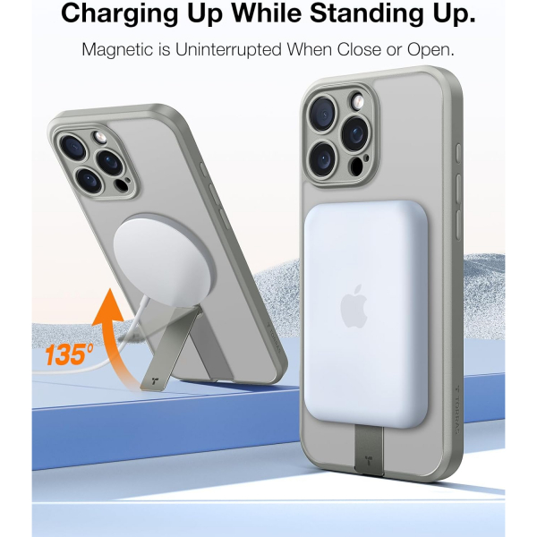 TORRAS Apple iPhone 16 Pro Max 360 Kickstandl Klf-Titanium