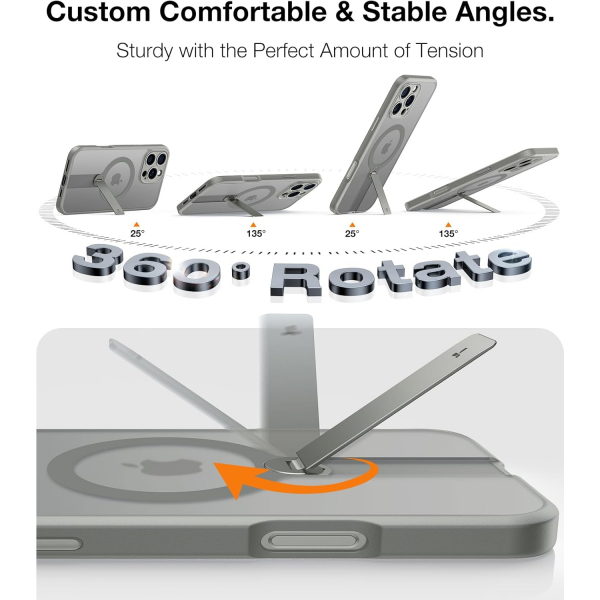 TORRAS Apple iPhone 16 Pro Max 360 Kickstandl Klf-Titanium