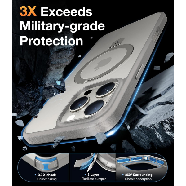 TORRAS Apple iPhone 16 Pro Max Ostand Klf-Natural Titanium 