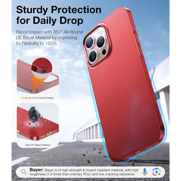 TORRAS Apple iPhone 16 Pro Max Manyetik Slim Klf -Red