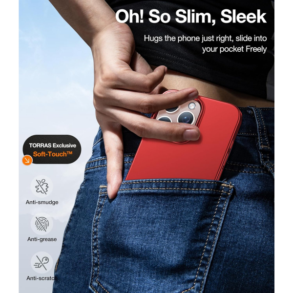 TORRAS Apple iPhone 16 Pro Max Manyetik Slim Klf -Red