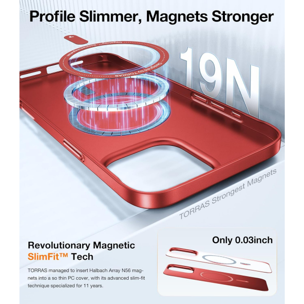 TORRAS Apple iPhone 16 Pro Max Manyetik Slim Klf -Red