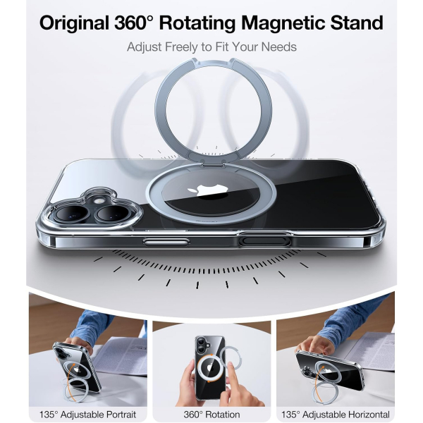 TORRAS Apple iPhone 16 Plus Ostand Spin Klf-Clear