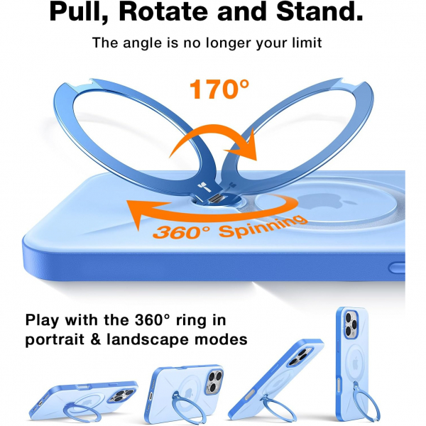 TORRAS Apple iPhone 16 Pro Max Ostand Spin Klf-Blue 