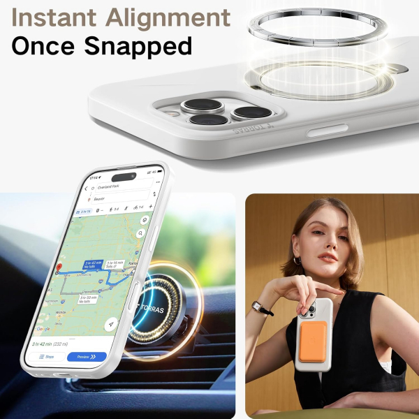 TORRAS Apple iPhone 16 Pro Max Spin Silikon Klf -White 