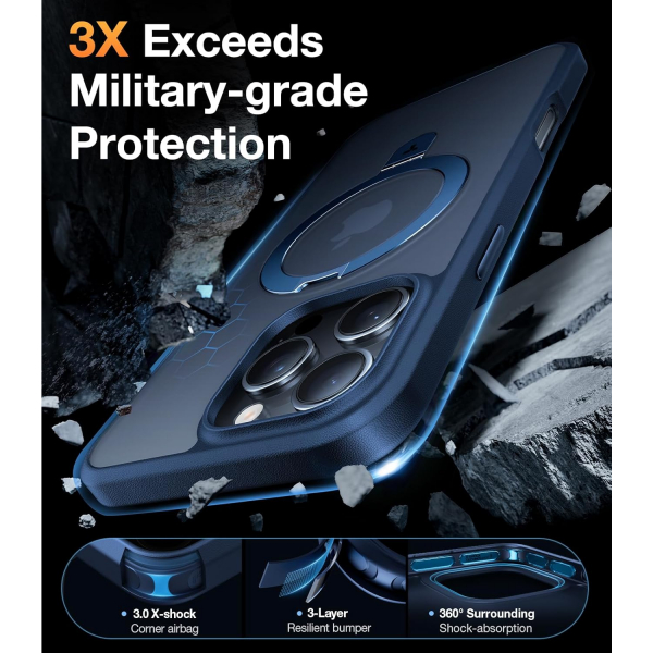 TORRAS Apple iPhone 16 Pro Ostand Klf-Navy Blue