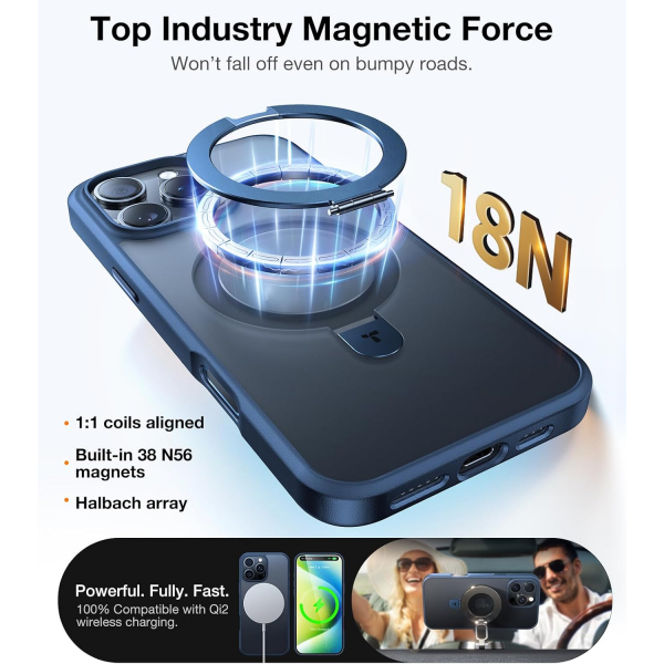 TORRAS Apple iPhone 16 Pro Ostand Klf-Navy Blue