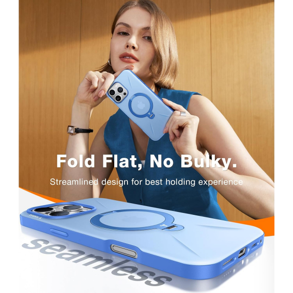 TORRAS Apple iPhone 16 Pro Ostand Spin Klf-Blue