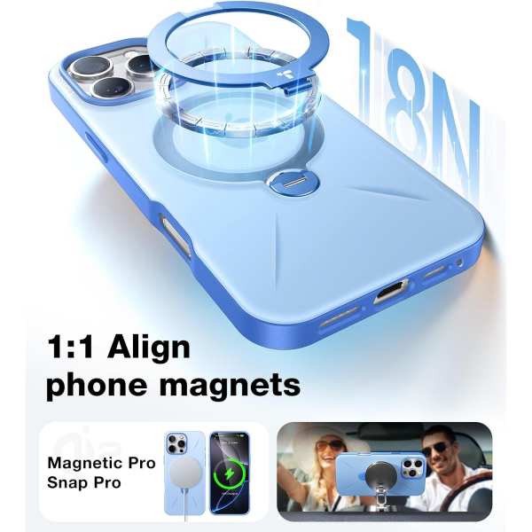 TORRAS Apple iPhone 16 Pro Ostand Spin Klf-Blue