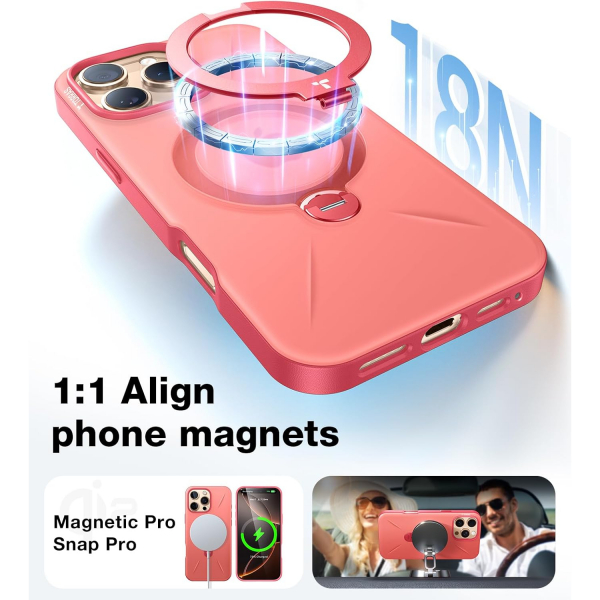 TORRAS Apple iPhone 16 Pro Ostand Spin Klf-Red