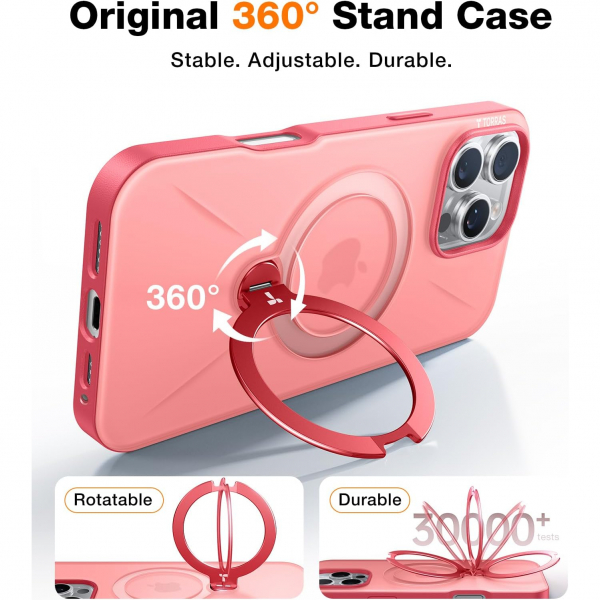 TORRAS Apple iPhone 16 Pro Ostand Spin Klf-Red