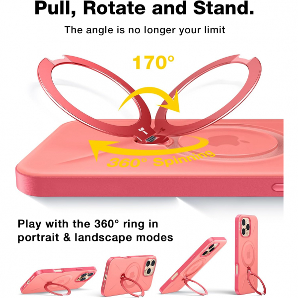 TORRAS Apple iPhone 16 Pro Ostand Spin Klf-Red
