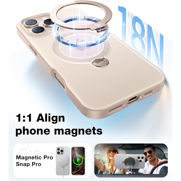 TORRAS Apple iPhone 16 Pro Ostand Spin Klf-Gold
