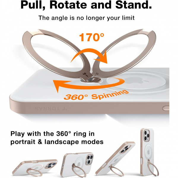 TORRAS Apple iPhone 16 Pro Ostand Spin Klf-Gold