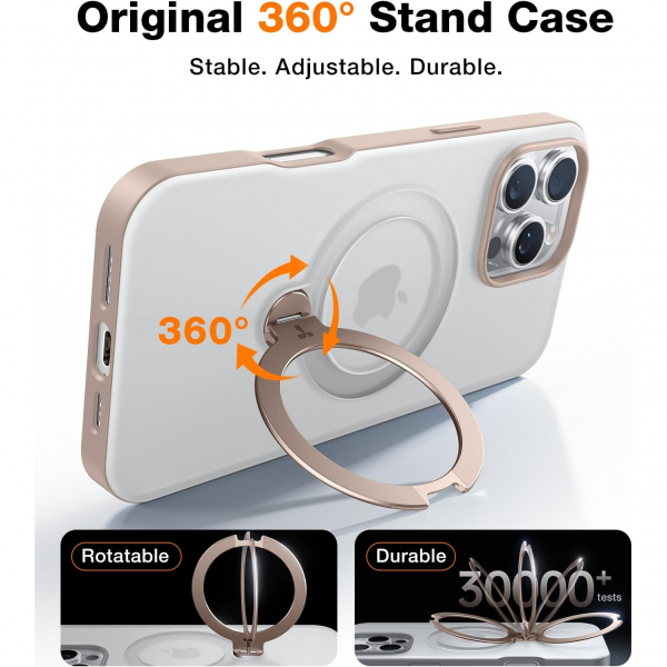 TORRAS Apple iPhone 16 Pro Ostand Spin Klf-Gold