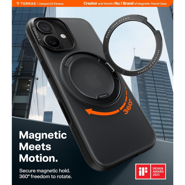 TORRAS Apple iPhone 17 Ostand Fitness Klf-Obsidian Black
