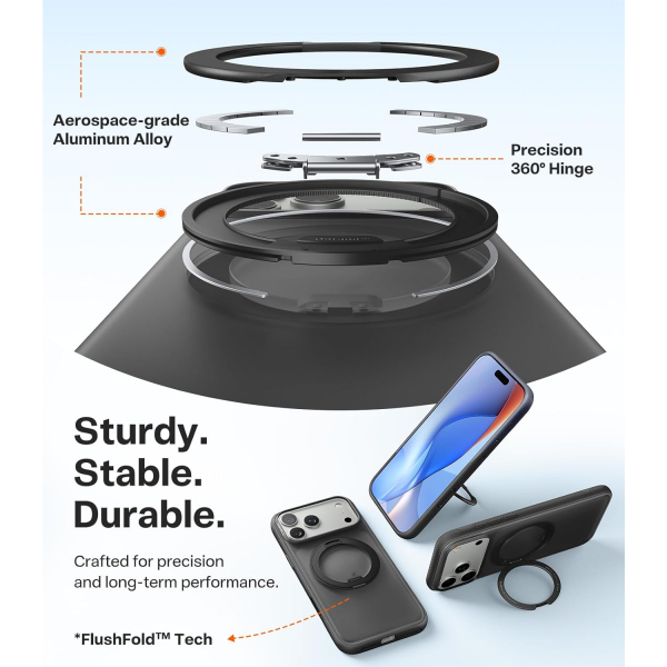 TORRAS Apple iPhone 17 Pro Max Ostand Fitness Klf-Obsidian Black