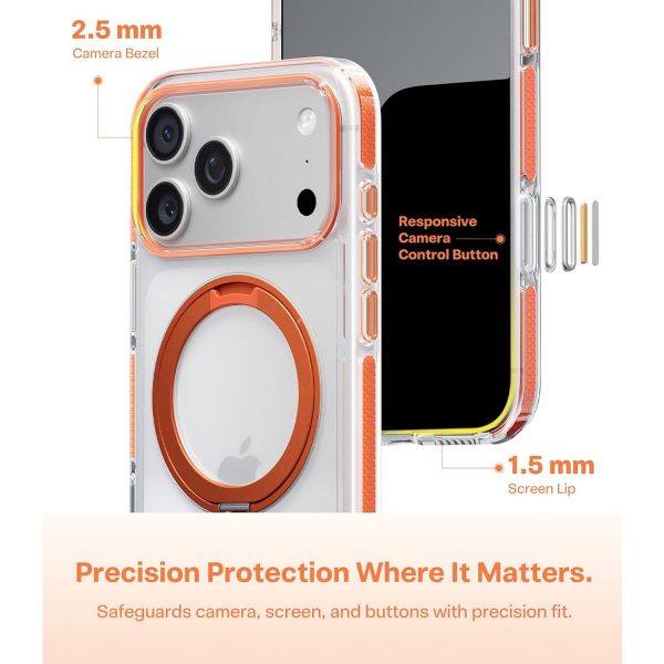 TORRAS Apple iPhone 17 Pro Max Ostand Fitness Klf-Clear Orange