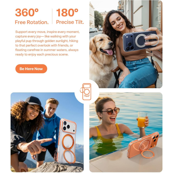 TORRAS Apple iPhone 17 Pro Max Ostand Fitness Klf-Clear Orange