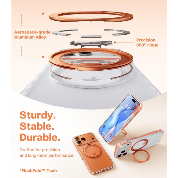 TORRAS Apple iPhone 17 Pro Max Ostand Fitness Klf-Clear Orange