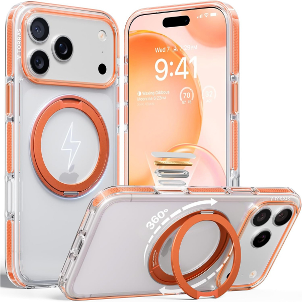 TORRAS Apple iPhone 17 Pro Max Ostand Fitness Klf-Clear Orange
