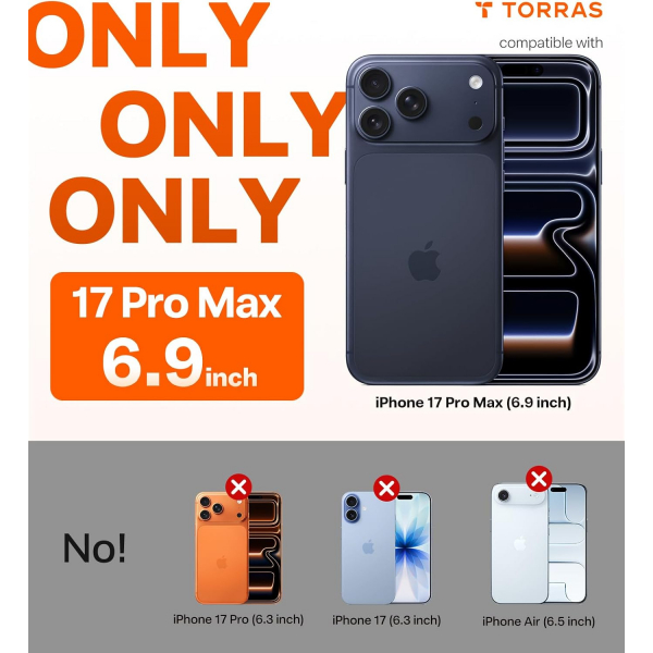 TORRAS Apple iPhone 17 Pro Max �effaf K�l�f-Clear Blue