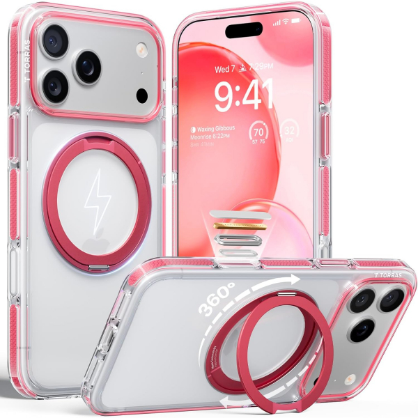 TORRAS Apple iPhone 17 Pro Ostand Fitness Klf-Clear Pink