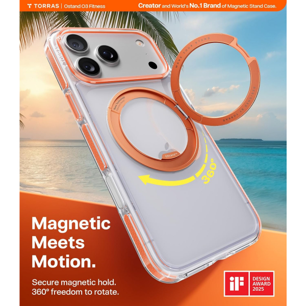 TORRAS Apple iPhone 17 Pro Ostand Fitness Klf-Clear Orange