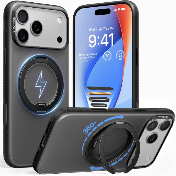 TORRAS Apple iPhone 17 Pro Ostand Fitness Klf-Obsidian Black