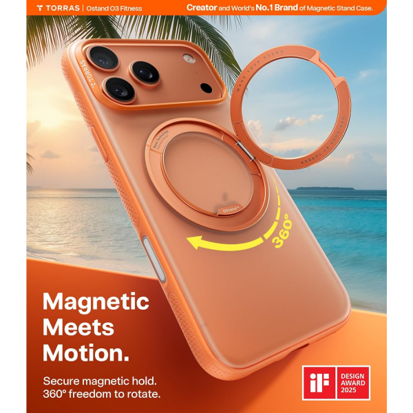 TORRAS Apple iPhone 17 Pro Ostand Fitness Klf-Cosmic Orange