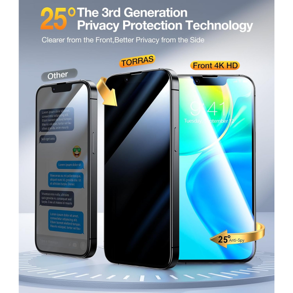 TORRAS iPhone 16e Privacy Ekran Koruyucu 