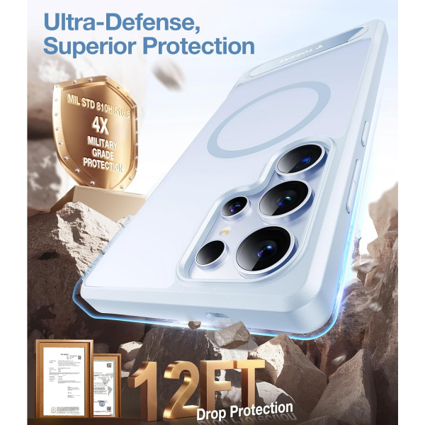 TORRAS Galaxy S25 Ultra Gl Manyetik Klf-Silverblue