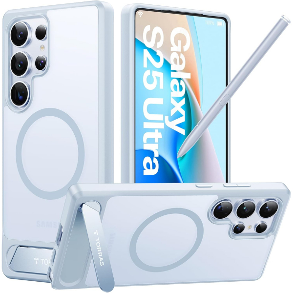 TORRAS Galaxy S25 Ultra Gl Manyetik Klf-Silverblue