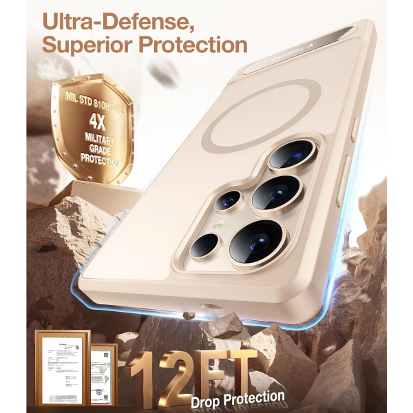 TORRAS Galaxy S25 Ultra Gl Manyetik Klf-Soft Gold