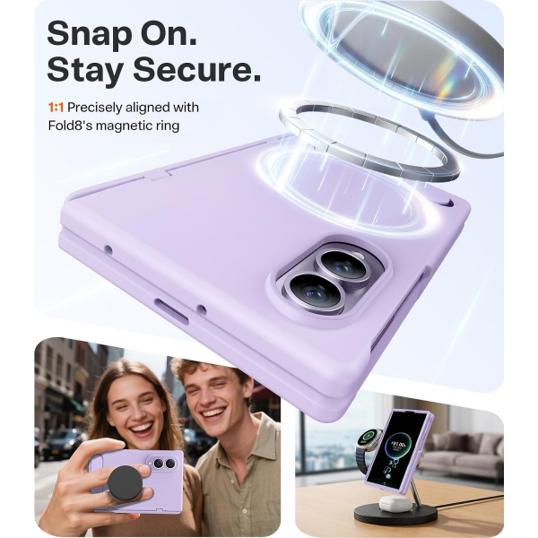 TORRAS Galaxy Z Fold 8 Manyetik Standl� K�l�f-Lavender