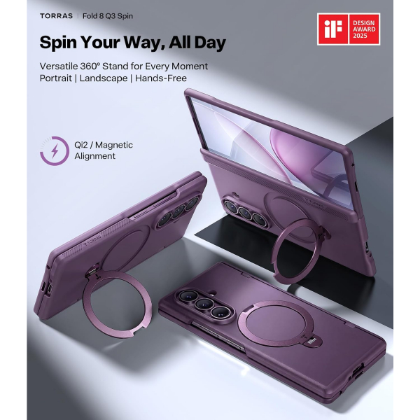 TORRAS Galaxy Z Fold 8 Ultra MagSafe Standl� K�l�f-Purple