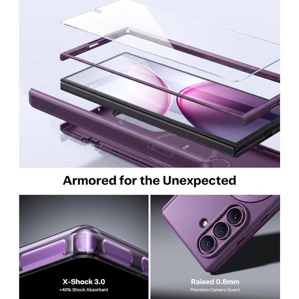 TORRAS Galaxy Z Fold 8 Ultra MagSafe Standl� K�l�f-Purple