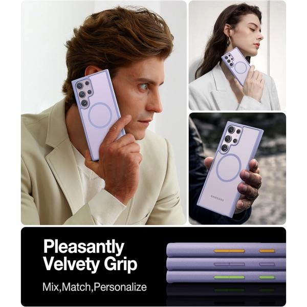TORRAS Guardian Serisi Samsung Galaxy S23 Ultra MagSafe Uyumlu Klf (MIL-STD-810G)-Lavender