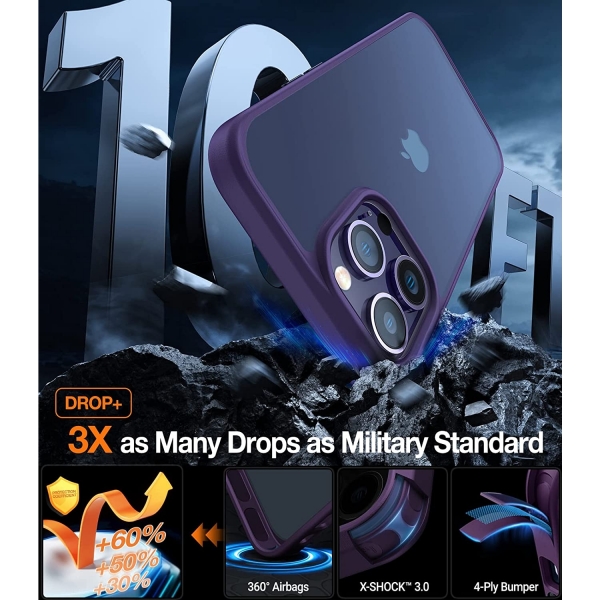 TORRAS Guardian Serisi iPhone 14 Pro Max Klf (MIL-STD-810G)-Purple