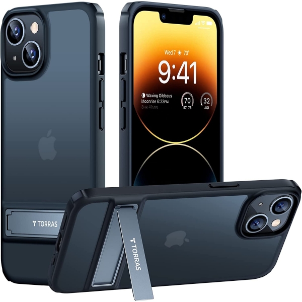 TORRAS MarsClimber Serisi iPhone 14 Kickstand Klf (MIL-STD-810G)-Black