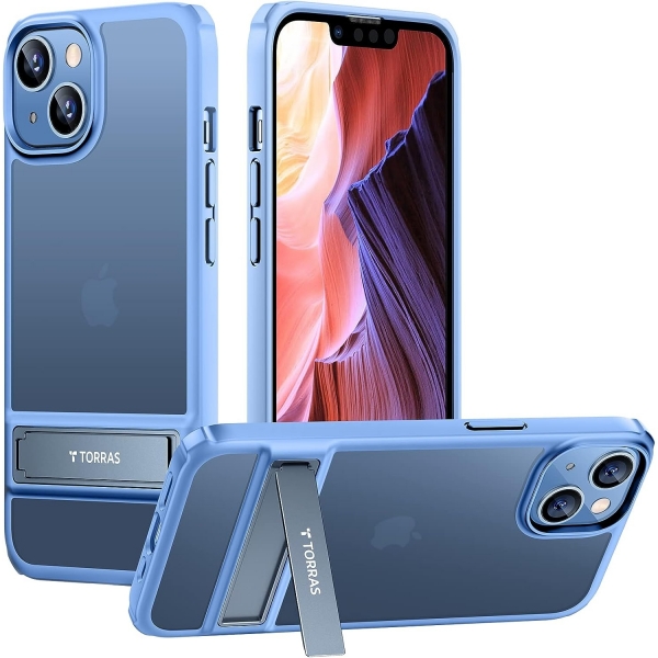 TORRAS MarsClimber Serisi iPhone 14 Kickstand Klf (MIL-STD-810G)-Blue