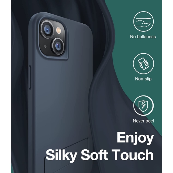 TORRAS iPhone 14 Plus Kickstand Silikon Klf (MIL-STD-810G)-Black