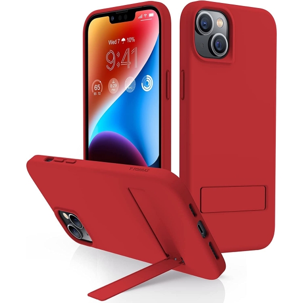 TORRAS iPhone 14 Plus Kickstand Silikon Klf (MIL-STD-810G)-Red