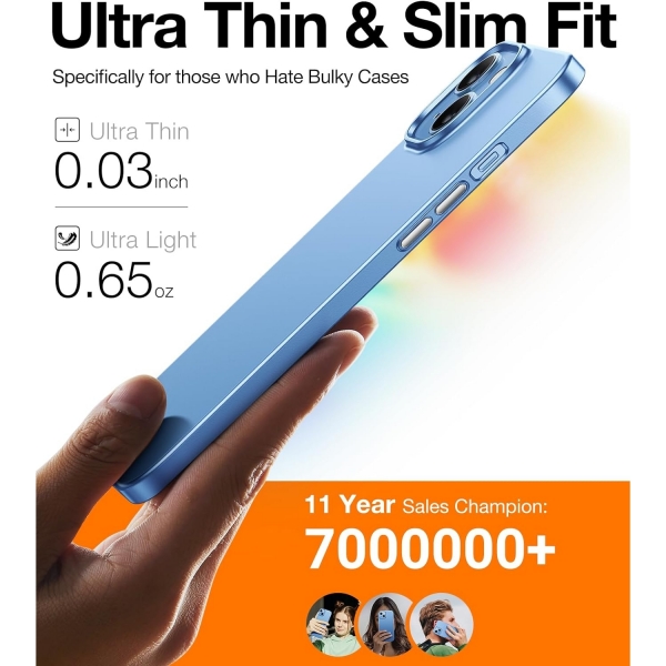 TORRAS OriginFit Serisi Apple iPhone 15 Slim Fit Klf-Light Blue