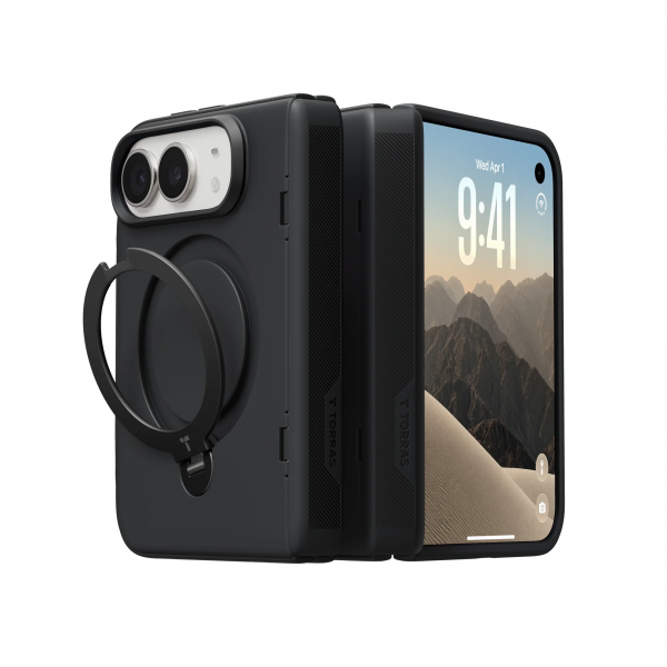 TORRAS Ostand Q3 Spin iPhone Duo Manyetik Standl� K�l�f-Black